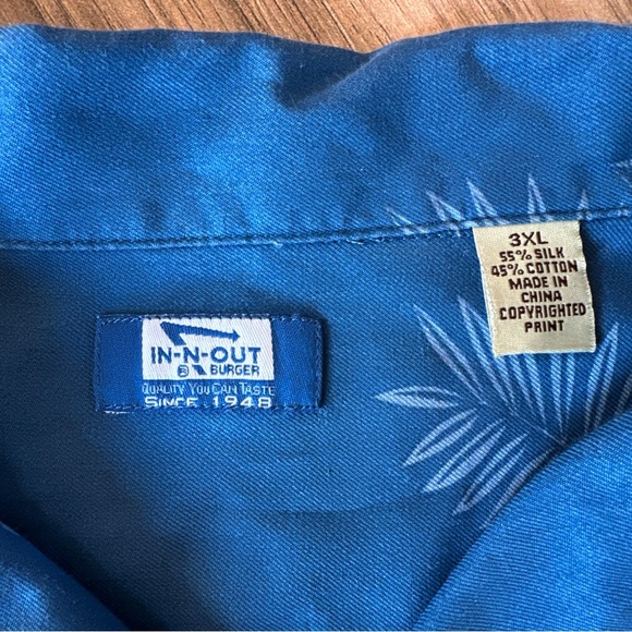 In-N-Out Restaurant 3XL Silk cotton blend Hawaiian logo Polo button down - Picture 2 of 6